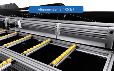 Equipada con tres juegos de barras neumáticas para la correcta sujeción del material · Uviprint UVH 3.2 / 2.0